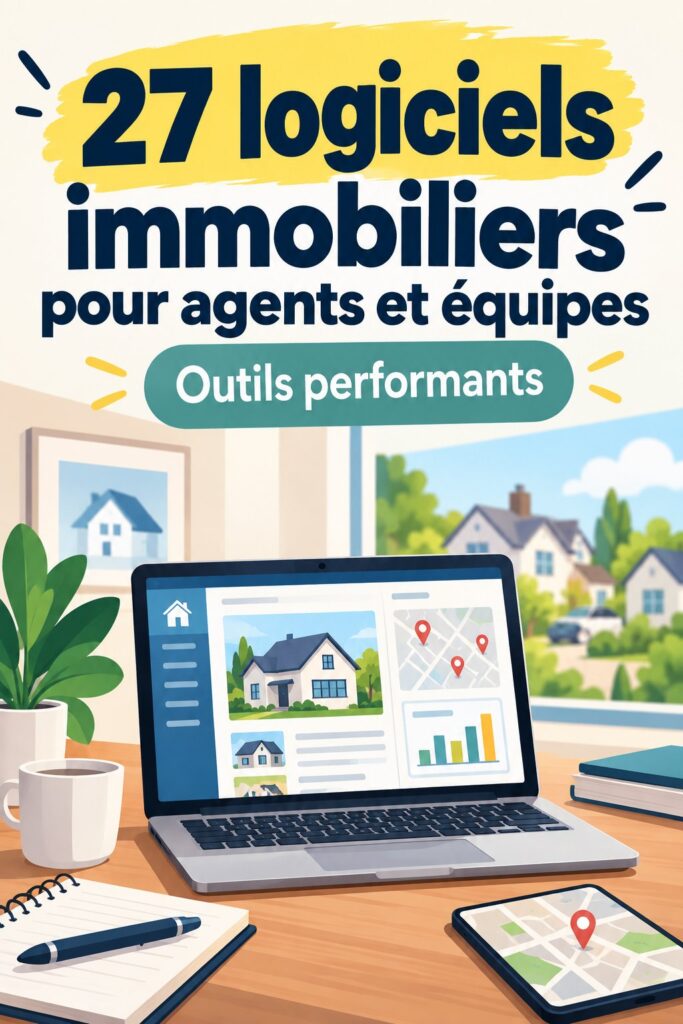 Logos de divers logiciels immobiliers sur un fond coloré, représentant l'innovation dans le secteur