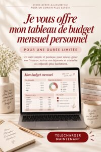 Modèle de budget mensuel sur un bureau avec des fournitures de bureau.