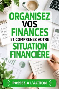 Femme souriante consultant ses finances sur son ordinateur