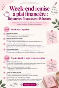 Femme souriante consultant un budget chez elle