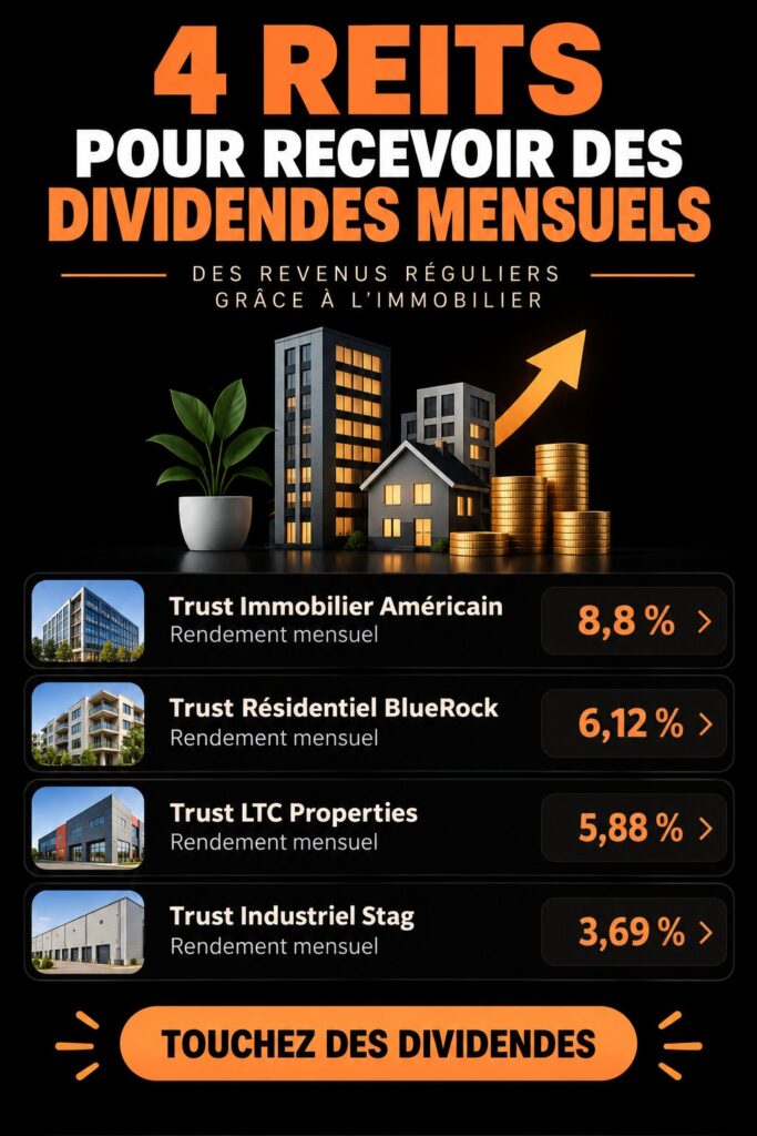 Une femme souriante examine des options d'investissement dans l'immobilier avec des graphiques de REITs
