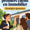 Femme souriante en train de discuter avec un client potentiel dans un bureau immobilier.