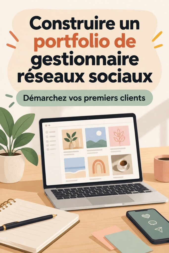 Femme créant son portfolio de réseaux sociaux sur un ordinateur