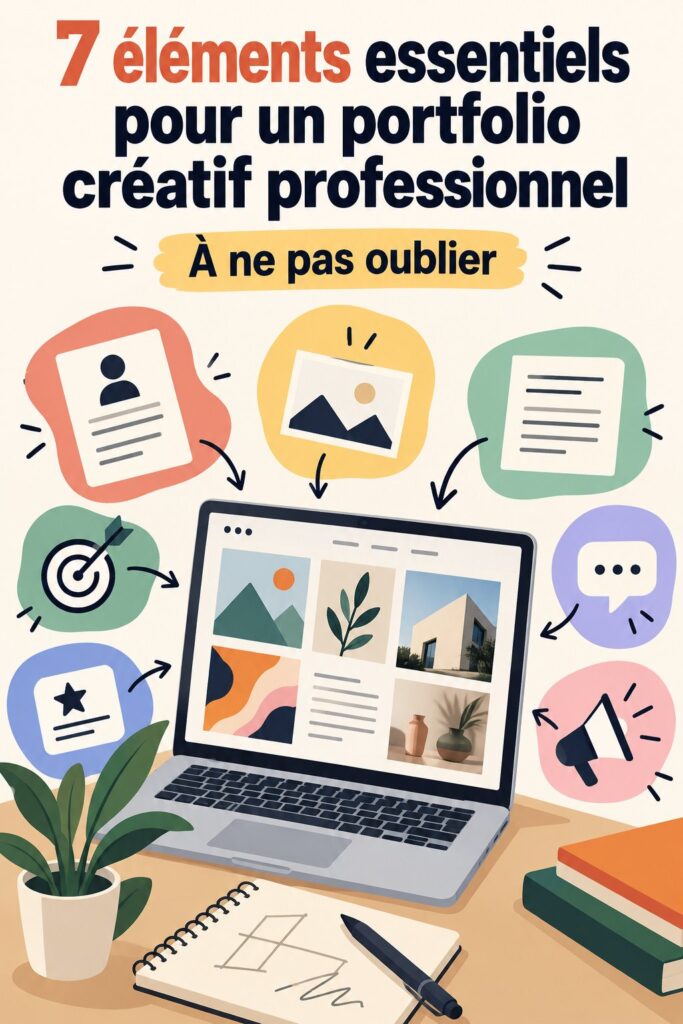Un exemple de portfolio créatif professionnel avec des éléments variés