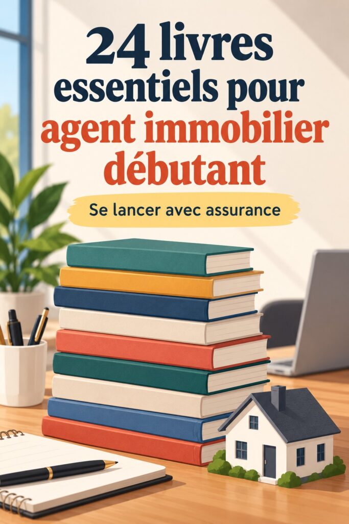 Un assortiment de livres sur l'immobilier pour agents débutants