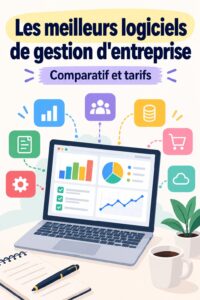 Femme utilisant un logiciel de gestion d'entreprise sur son ordinateur