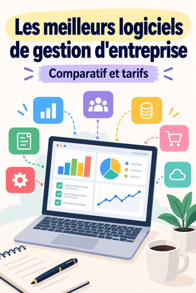 Femme utilisant un logiciel de gestion d'entreprise sur son ordinateur