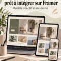 Modèle de portfolio web adaptatif sur une interface Framer