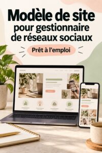 Modèle de site web pour gestionnaires de réseaux sociaux, mettant en avant un design professionnel.