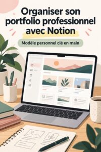 Capture d'écran d'un portfolio professionnel organisé avec Notion, mettant en valeur des projets et compétences.