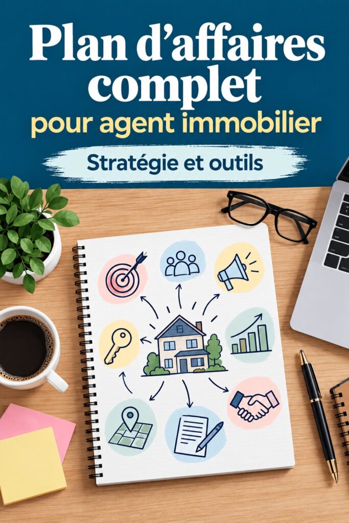 Femme d'affaires développant un plan pour son agence immobilière.