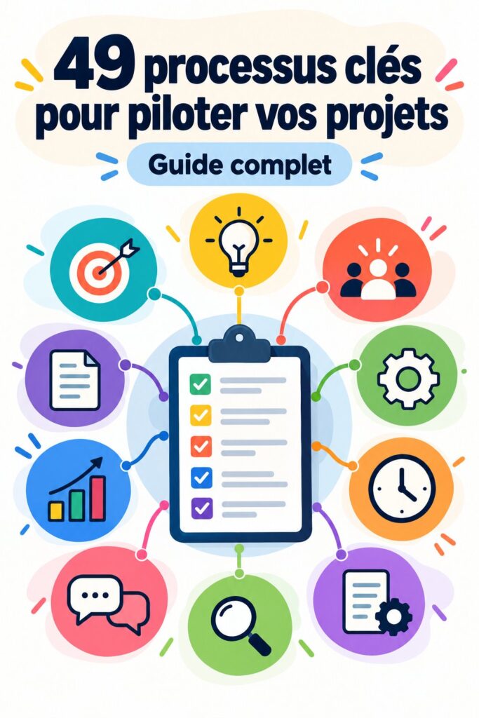 Un tableau de gestion de projet avec 49 processus essentiels, illustrant une approche structurée.