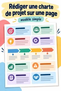 Une charte de projet claire sur une page, illustrant des éléments essentiels pour la gestion de projet.