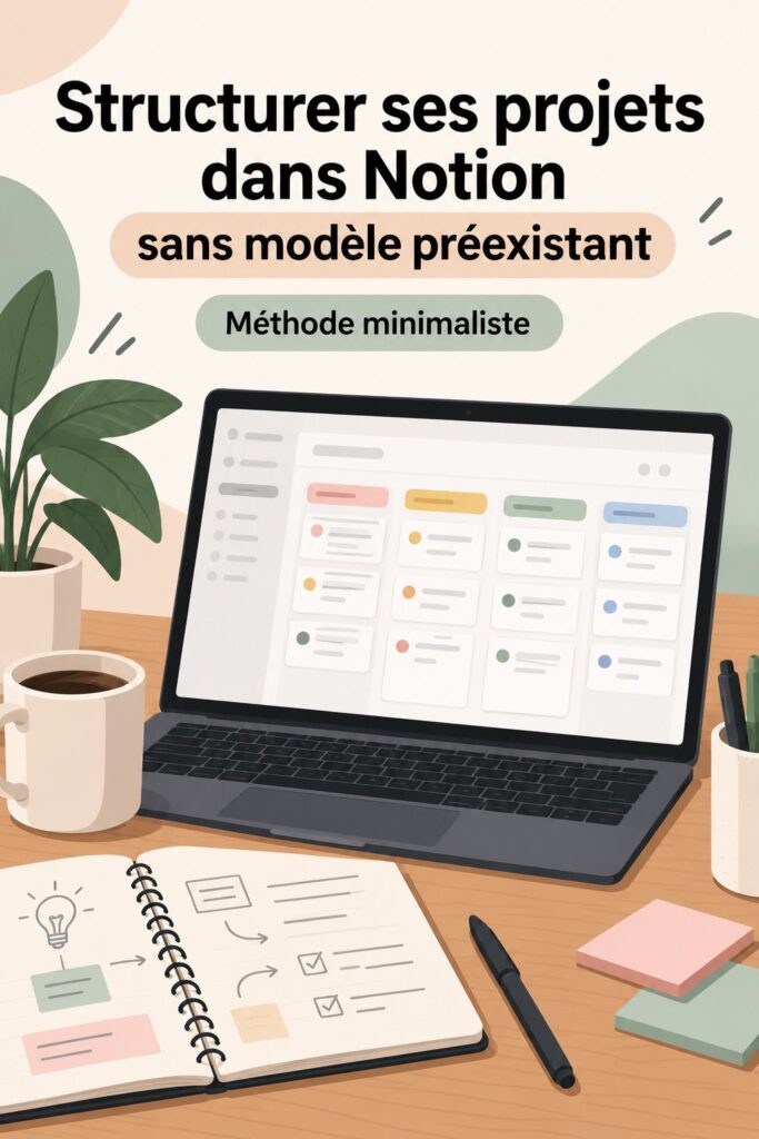 Capture d'écran d'un projet structuré dans Notion, montrant une organisation claire des tâches et des étapes.