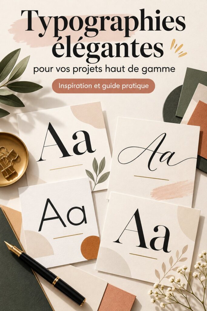 Différentes typographies élégantes présentées sur un arrière-plan raffiné.