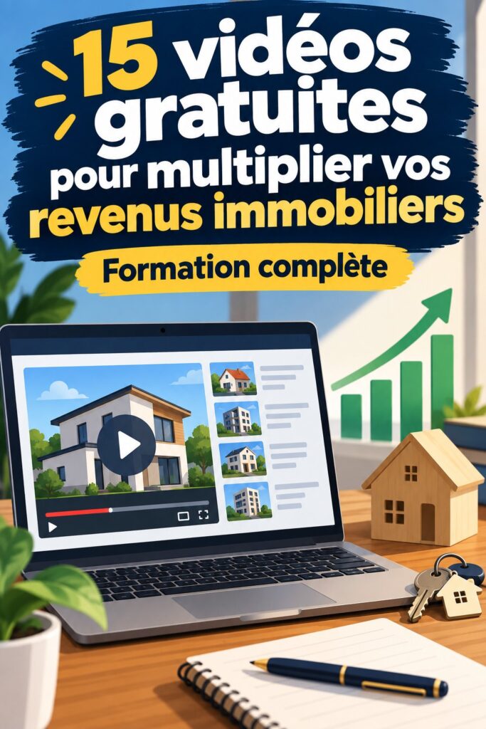 Femme apprenant avec des vidéos gratuites sur l'immobilier.
