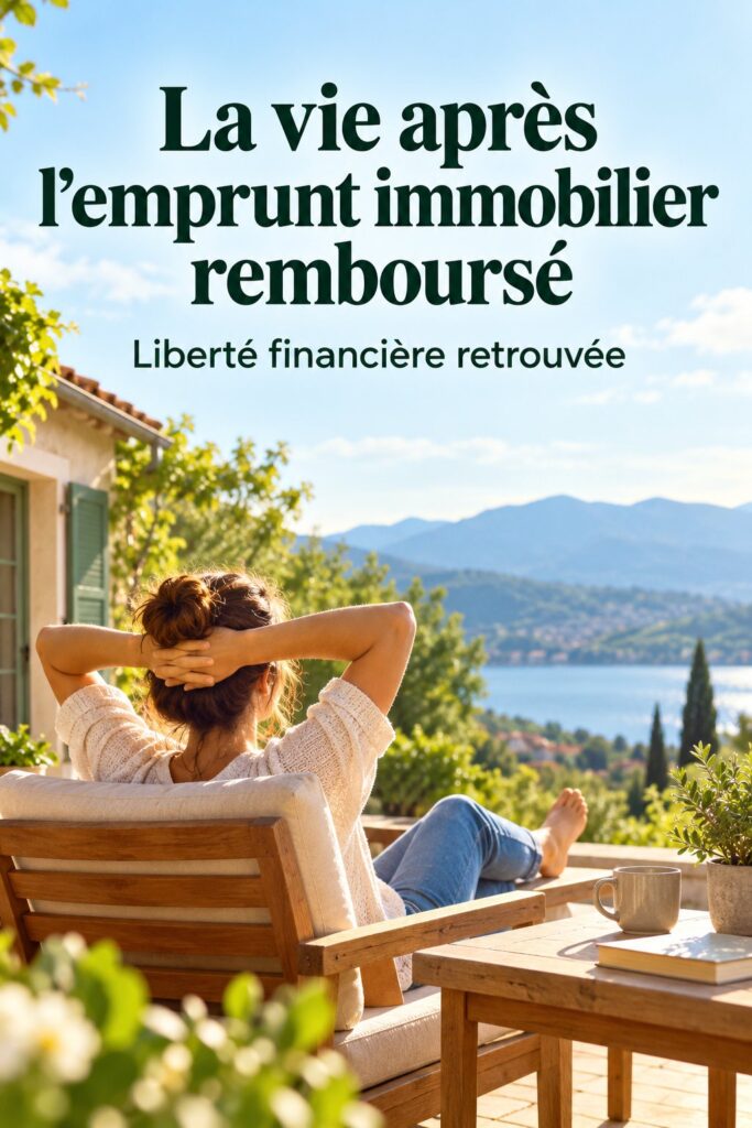 Femme souriante dans son salon libre de toute dette immobilière.