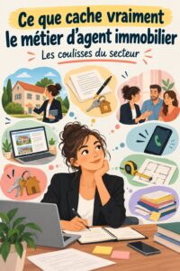 Photo d'un agent immobilier souriant en train de discuter avec des clients dans un cadre chaleureux.