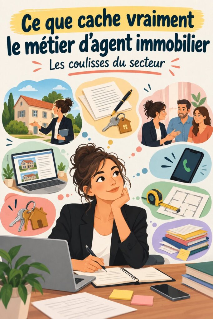 Photo d'un agent immobilier souriant en train de discuter avec des clients dans un cadre chaleureux.